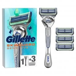 Gillette Herrenrasierer SkinGuard Sensitive Flex Mit 4 Rasierklingen - Nassrasierer